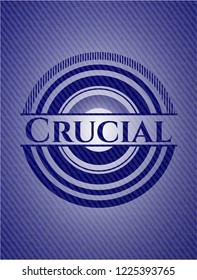 Crucial badge with denim background