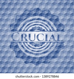Crucial blue polygonal badge. Vector Illustration. Detailed.