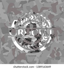 Crucial grey camo emblem. Vector Illustration.