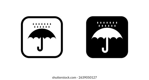Crucial keep dry symbol icons, used on packaging for moisture-sensitive goods to protect them from water damage during storage and transport.