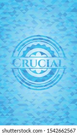 Crucial realistic sky blue mosaic emblem
