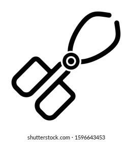 Crucible Tongs Glyph Icon. Surgeon, Doctor Equipment. Stainless Steel Lab Instrument. Beaker Pliers. Forceps Clamp. Organic Chemistry. Silhouette Symbol. Negative Space. Vector Isolated Illustration