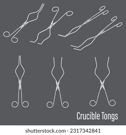 Crucible tongs isolated on grey background. Crucible Tongs: Essential in labs for safe handling of hot crucibles. Protects from burns during experiments involving high temperatures.