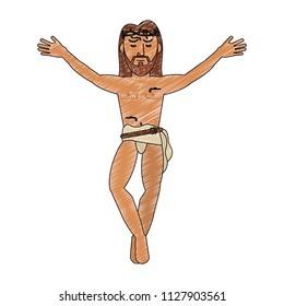 Crucified jesuschrist cartoon scribble