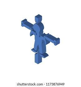 Crucified Pose isometric left top view 3D icon