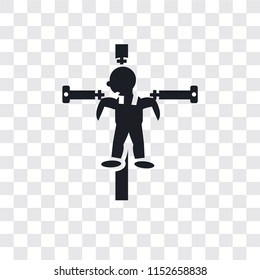 Crucified Pose vector icon isolated on transparent background, Crucified Pose logo concept
