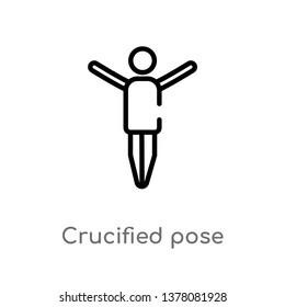 crucified pose vector line icon. Simple element illustration. crucified pose outline icon from people concept. Can be used for web and mobile