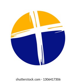 Crucifix Cross Brush Circle Symbol Design