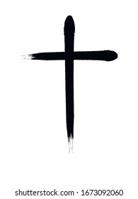 Crucifix cross hand drawn paint brush vector icon for Easter