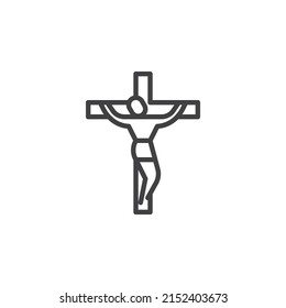 Crucifix Cross Line Icon Linear Style Stock Vector (Royalty Free ...