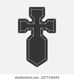 Crucifix cross silhouette icon. Christian or catholic symbol of church. Jesus christ, holy easter holiday. Vector illustration