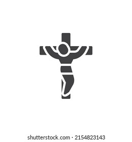 Crucifix cross vector icon. filled flat sign for mobile concept and web design. Jesus on the cross glyph icon. Symbol, logo illustration. Vector graphics
