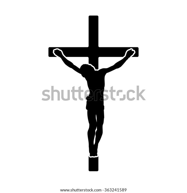 宗教アプリやウェブサイト用のクロスフラットベクター画像アイコン上のイエス キリストの十字架 はりつけ のベクター画像素材 ロイヤリティフリー