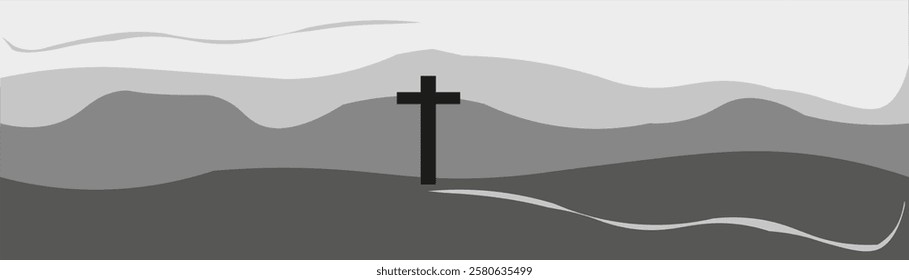 Crucifix icon baptism faith vector