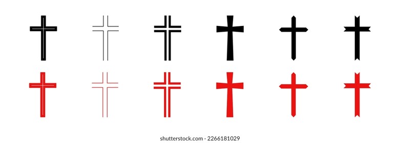 Icono crucifijo. Pascua. Ilustración vectorial en un fondo blanco.