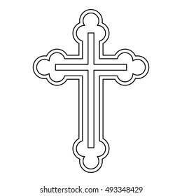 Crucifix Icon Outline Style On White Stock Vector (Royalty Free ...