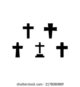 Crucifix Icon Set Vector Symbol Design Illustration