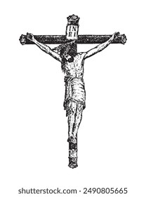 Crucifix of Jesus Christ Vector Christian religious Illustration