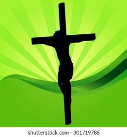 Crucifix with Jesus on a colored background 