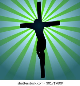 Crucifix with Jesus on a colored background 