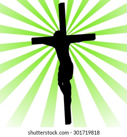 Crucifix with Jesus on a colored background 
