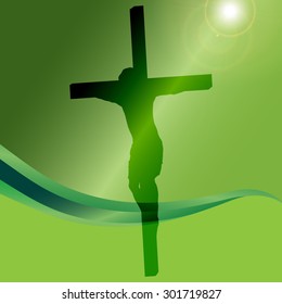Crucifix with Jesus on a colored background 