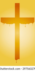 crucifix on a colored background with the drop