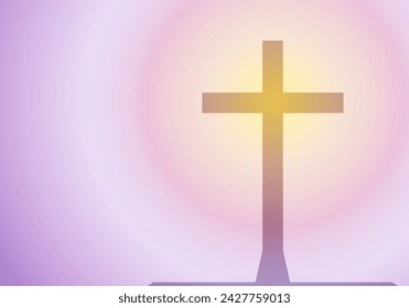 Crucifix on a yellow and pink Easter background.