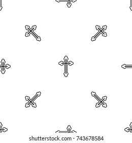 Crucifix pattern repeat seamless in black color for any design. Vector geometric illustration