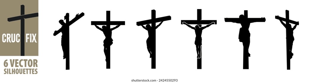 Crucifix silhouette set. Cross sign.