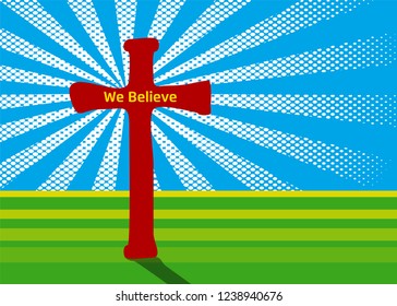 A Crucifix with a sunburst effect in the back symbolizing the sunlight