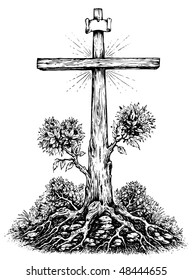 Crucifix Surrealism Illustration Black & White