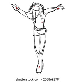 crucifixion of the Jesus Christ a abstract drawing.