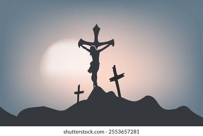 Crucifixion of Jesus Christ and Calvary with background