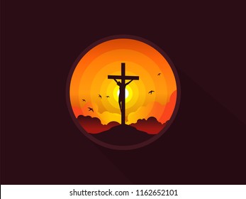 Crucifixion Jesus Christ Cross Sunset Vector Stock Vector Royalty Free Shutterstock