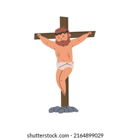 Crucifixion of jesus vektorgrafik Illustration einzeln auf weißem Hintergrund.