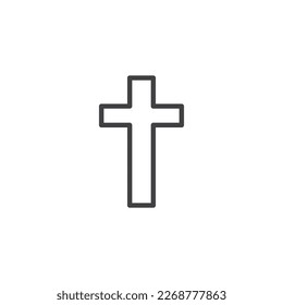 Crucifixion line icon. linear style sign for mobile concept and web design. Holy cross outline vector icon. Religion symbol, logo illustration. Vector graphics