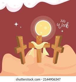 Crucifixion Mount of calvary Holy week Vector