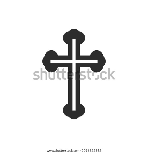 Crucifixion, orthodox Greek christian cross\
isolated on a white background. Byzantine cross. Flat Christian\
vector illustration, biblical\
background.
