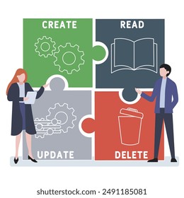 CRUD - Create Read Update Delete acronym. business concept background. vector illustration concept with keywords and icons. lettering illustration with icons for web banner, flyer, landing pag