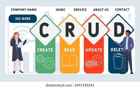 CRUD - Create Read Update Delete acronym. business concept background. vector illustration concept with keywords and icons. lettering illustration with icons for web banner, flyer, landing pag