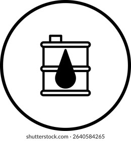 Crude oil barrel icon representing petroleum industry and energy resources usage