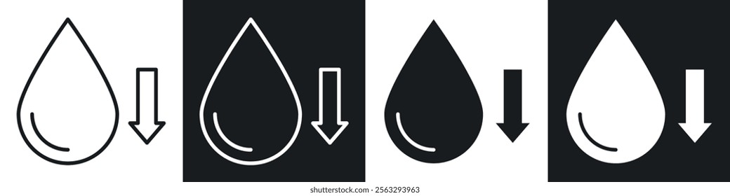 Crude oil barrel price falling down icon pack for app and website ui designs.