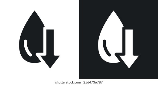 Crude oil barrel price falling down icons in flat syle