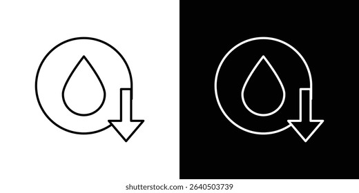 Crude oil barrel price falling down icon symbol concept for graphic design, Website, UI. EPS