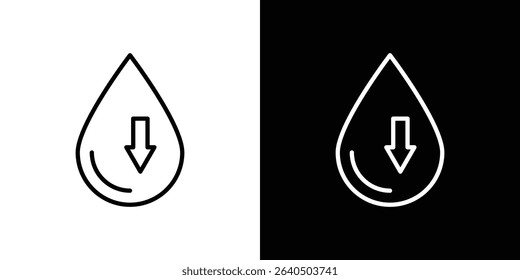 Crude oil barrel price falling down icon symbol concept for graphic design, Website, UI. EPS