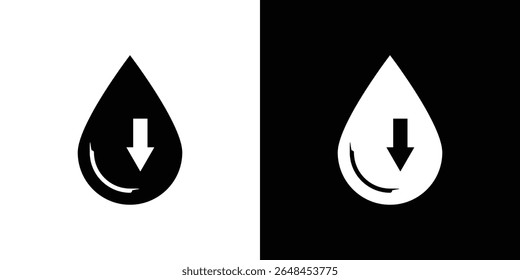 Preço do barril de petróleo bruto caindo para baixo ícone coleção de símbolos. Ilustração de stock de vetor plano.