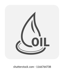 Crude oil drop or petroleum vector icon. Black natural liquid found in geological. Use in oil industry for refined by distillation into fuel product i.e. gasoline(petrol), diesel, kerosene, asphalt.