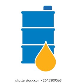Ilustração de vetor de tambor de óleo bruto armazenamento de galão de gasolina. Barril de óleo azul com gota. Ilustração do vetor de petróleo do barril de petróleo da produção de extração de fracking. Crise da indústria petrolífera e preços das ações.