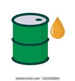 Crude oil liquid and drum icon. Liquid fuel storage. Vector.